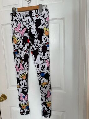 Disney Black & White Mickey and Friends Character Leggings with Pink Accents